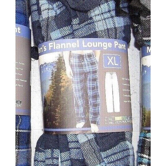 Men's Rugged Frontier Blue Blue Black Flannel Lounge Pajama Pants Size M-2XL NEW - Picture 3 of 3